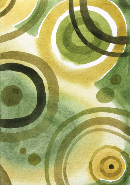 水彩抽象棕，黄，绿，圆，线，乱画。带有复制空间的横幅模板。创意背景邀请，庆祝，卡片，包装，速写本，笔记本图片下载