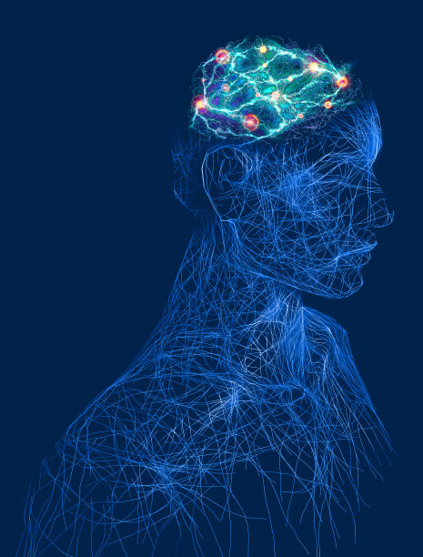 数字意识，大脑潜能。创意和创新。免费的你的想法。突触和人工智能。大脑侧面图片下载