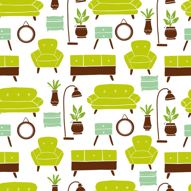 无缝图案客厅家具图片下载