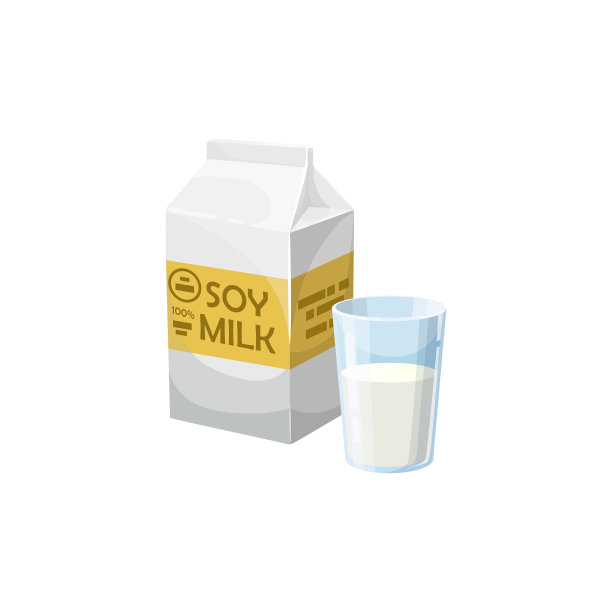 奶豆制品包装与玻璃饮料隔离图片下载