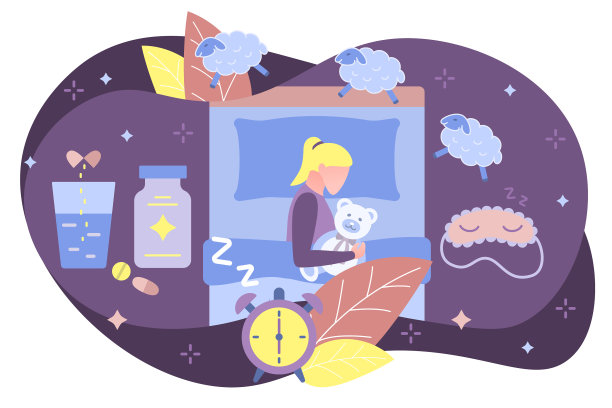 晚上女孩穿着睡衣睡在卧室里图片下载