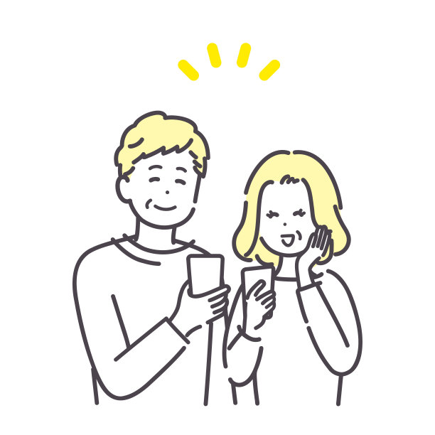 插图的高级男女欣喜地看到智能手机屏幕。向量。图片下载