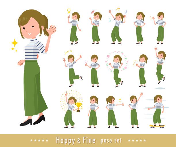 一群休闲时尚的女性，摆着欢快的姿势图片下载