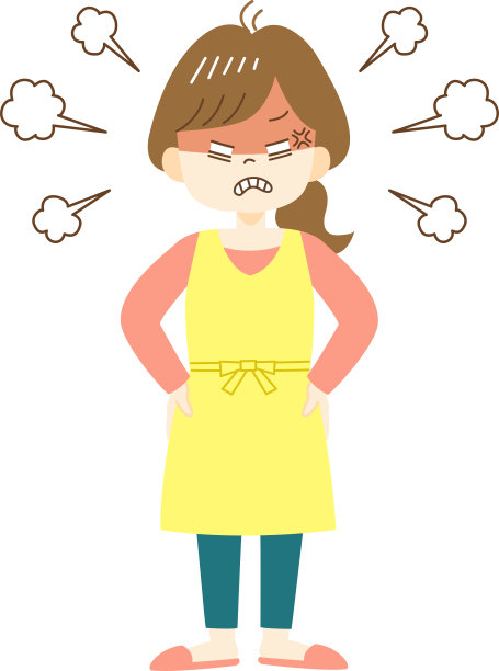 穿着黄围裙的愤怒年轻女人图片下载