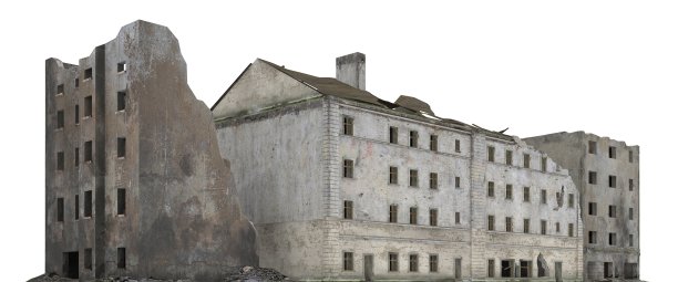 废弃的城市建筑孤立在白色3d插图图片下载