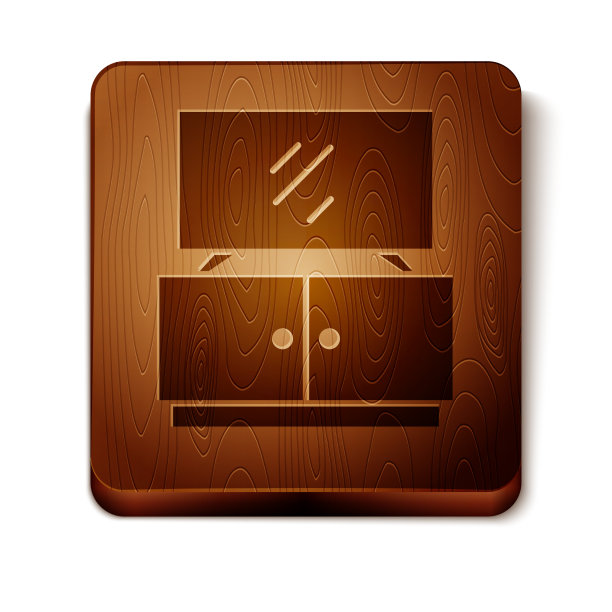 棕色电视台架图标孤立在白色图片下载