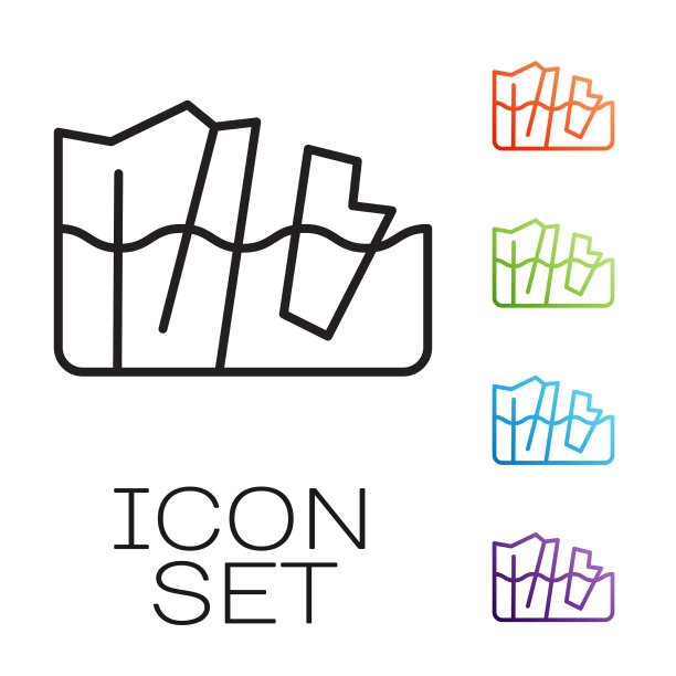 黑线冰川融化图标孤立在白色图片下载