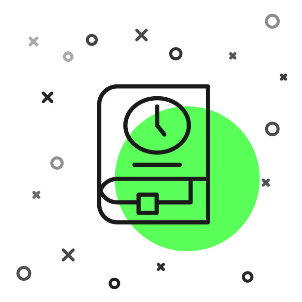 黑线时间的书图标隔离在白色图片下载