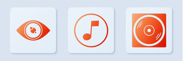 Set music note tone eye and vinyl disk白色图片下载