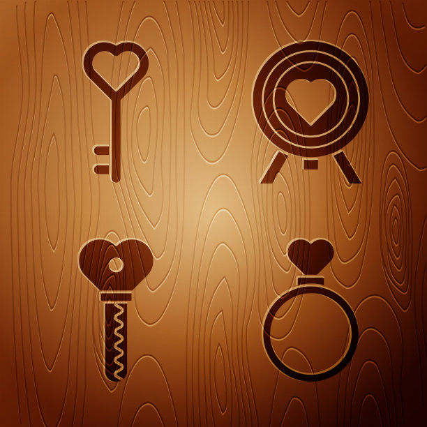 把结婚戒指钥匙在心脏形状的钥匙图片下载