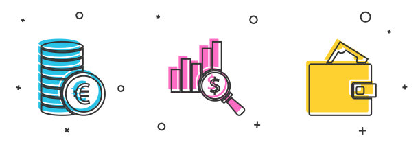 设置硬币货币与欧元符号饼图和图片下载