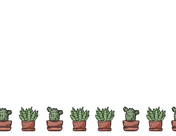 卡通多肉无缝边框涂鸦图片下载