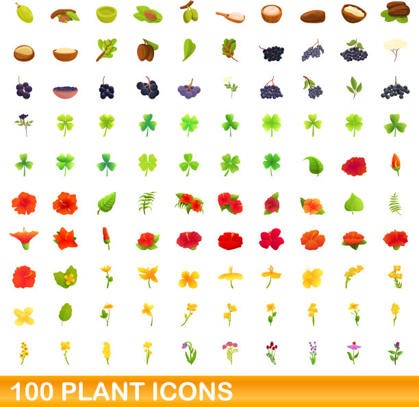 100个植物图标合集（卡通风格）图片下载
