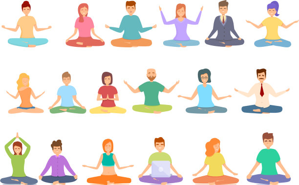 精神实践图标设置卡通风格图片下载