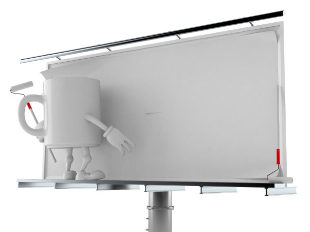 马克人物与空白广告牌图片下载