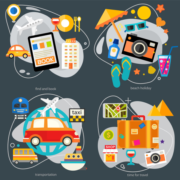 旅行概念插图时间，时髦的平面横幅图片下载