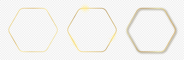 金色发光的圆形六角形框架图片下载