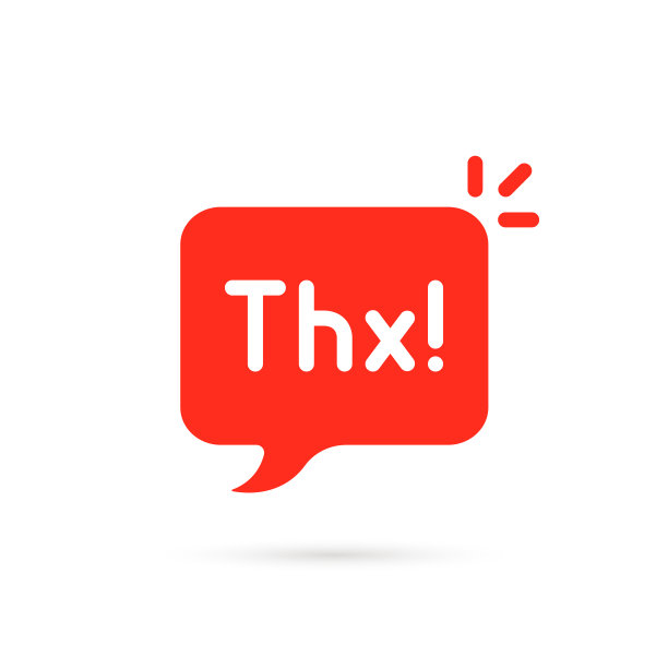 红色泡泡图标和感谢文字图片下载