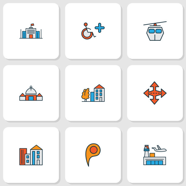 公共天际线图标彩色线设置图片下载