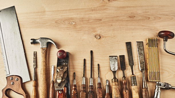 复古工具的背景漂白白桦木收集图片下载