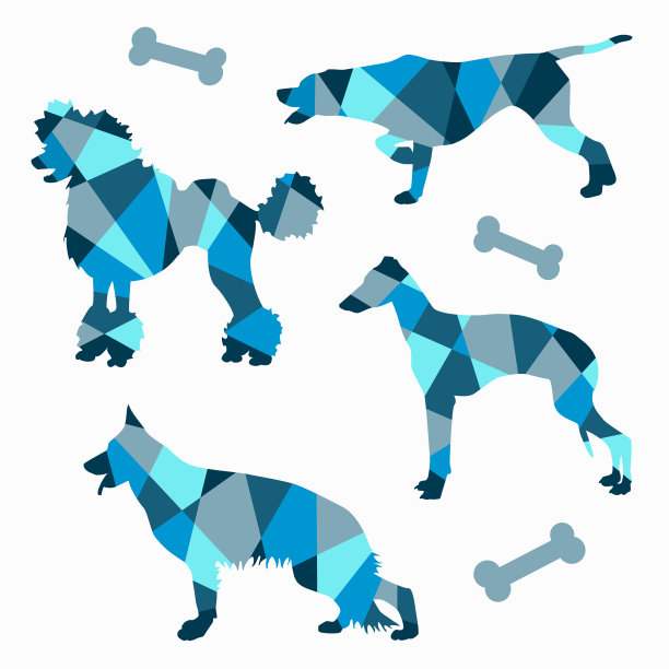 设置蓝色的几何轮廓狗图片下载