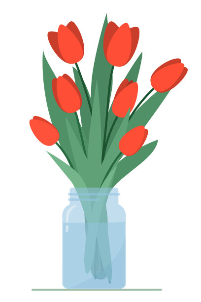 郁金香在花瓶里庆祝春天的花朵图片下载