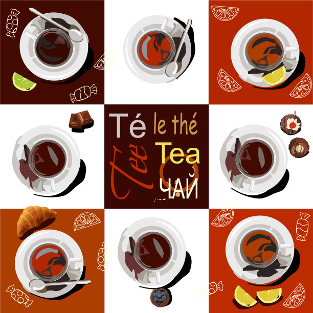 8个不同类型的茶杯放在上面图片下载