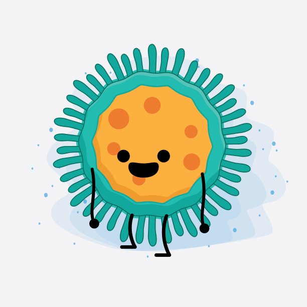 病毒可爱的角色与简单的脸和手图片下载