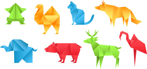 折纸动物不同的纸制玩具设置青蛙图片下载