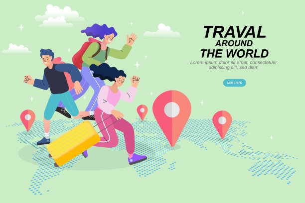 在线旅行概念插画：旅行预订APP图片下载