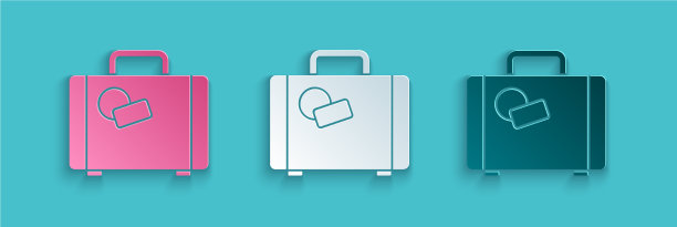 剪纸旅行箱为旅行图标孤立上图片下载