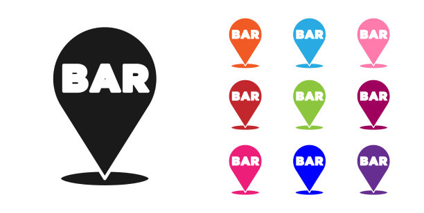黑酒精或啤酒酒吧位置图标孤立图片下载