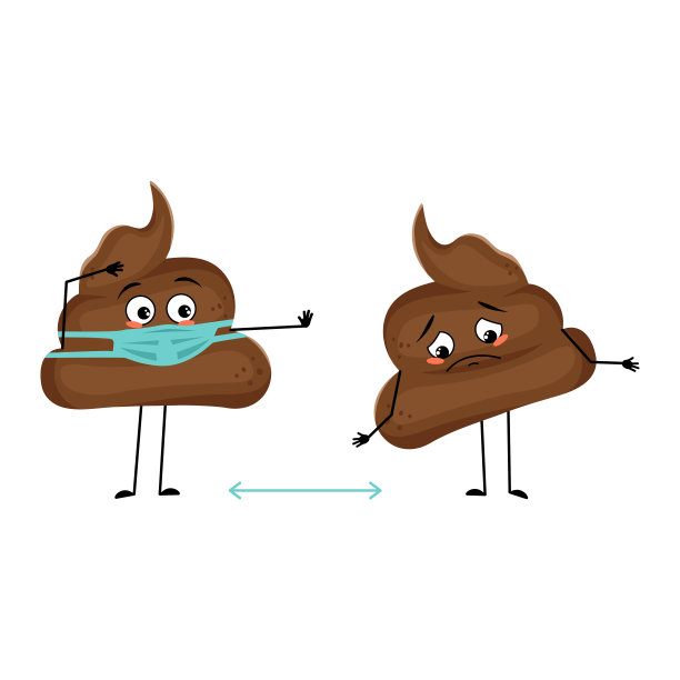 可爱的狗屎人物有情绪，脸和面具保持距离图片下载