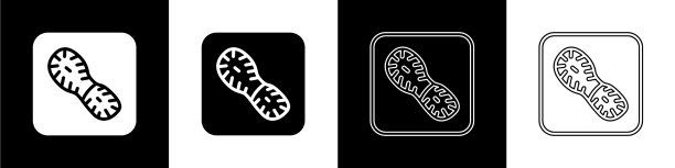 设置人类脚印鞋图标隔离在黑色图片下载