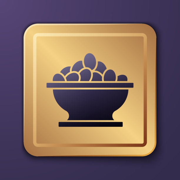 紫色橄榄在碗图标孤立在紫色图片下载