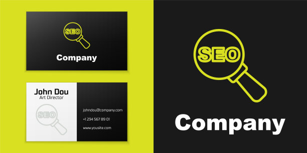 logo型线SEO优化图标孤立在黑色背景上。标志设计模板元素。向量图片下载