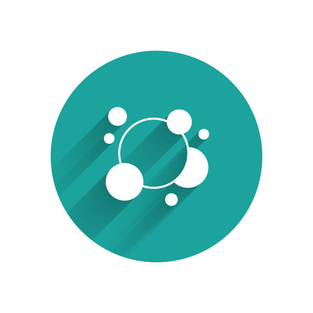 白色肥皂水泡泡图标孤立与长阴影背景。绿色圆圈按钮。向量图片下载