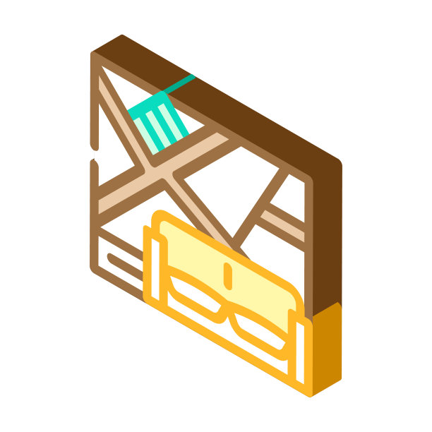 墙壁倾斜的架子等距图标矢量插图图片下载