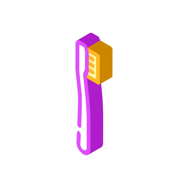 牙刷塑料配件等距图标矢量插图图片下载