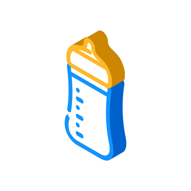 婴儿喂养塑料瓶等距图标矢量插图图片下载