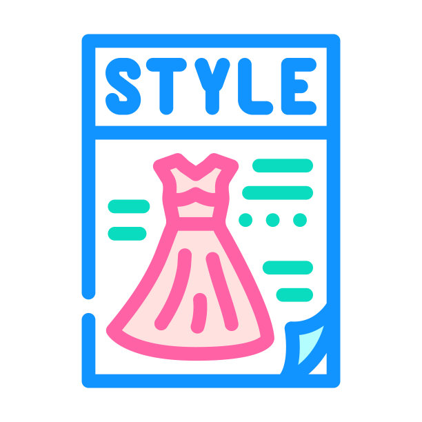 杂志风格颜色图标矢量插图图片下载