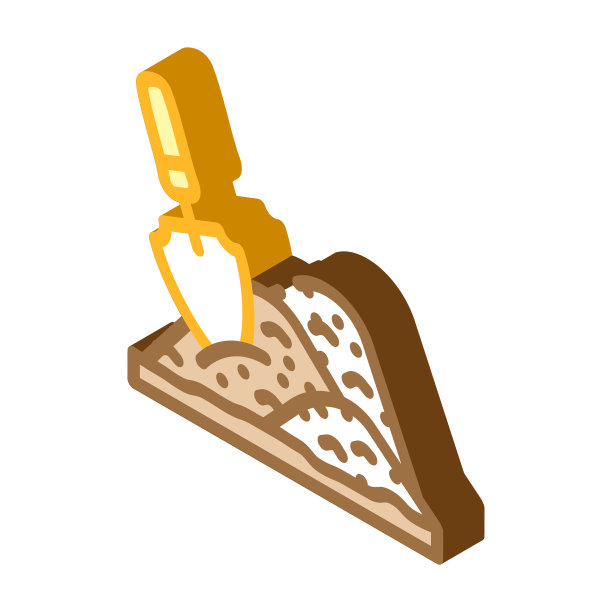 铲在泥炭堆等距图标矢量插图图片下载