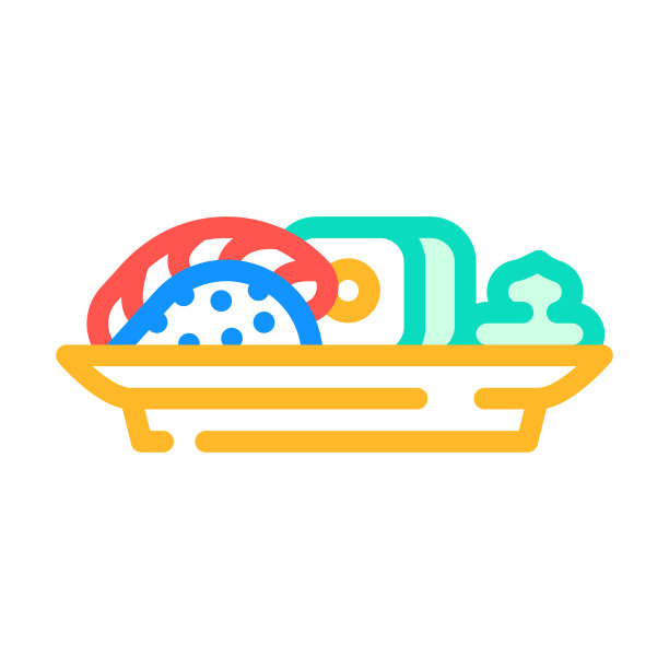 寿司日本料理餐与芥末颜色图标矢量插图图片下载