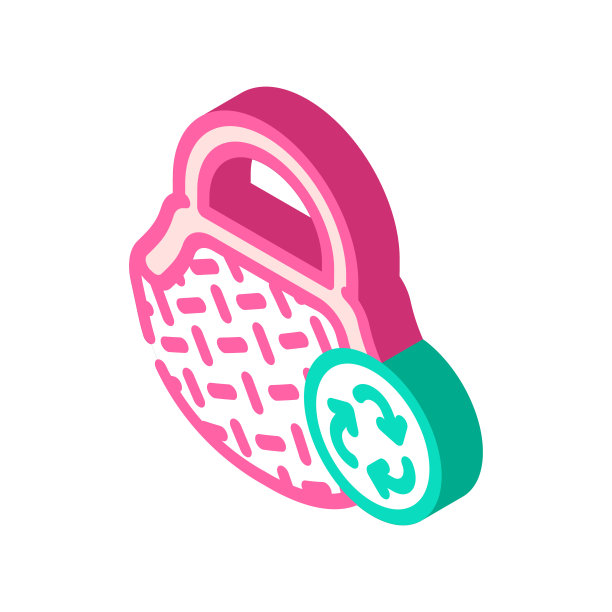 袋零浪费等距图标矢量插图图片下载