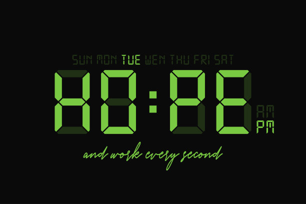 t恤设计与口号-希望和数字时钟显示。t恤的排版图形。向量图片下载