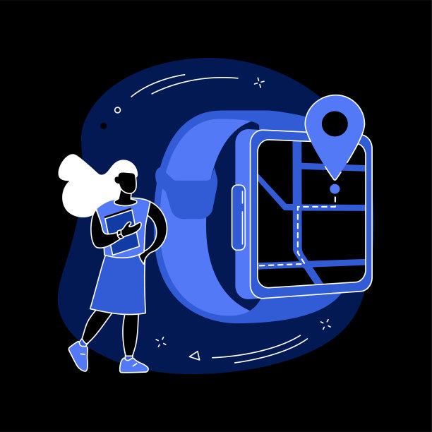 GPS儿童追踪器手表抽象概念矢量插图。图片下载