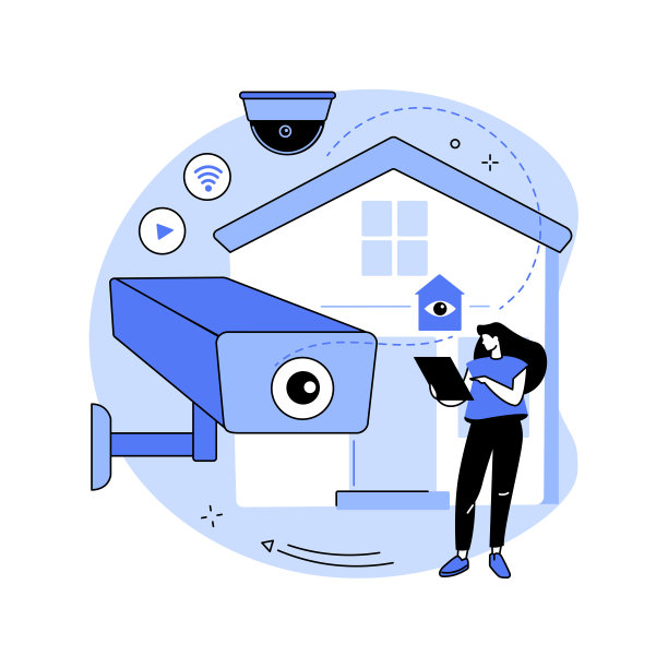 视频监控抽象概念矢量图。图片下载