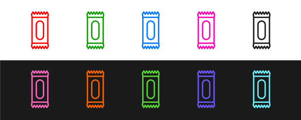 设置线糖果图标隔离在黑色和白色图片下载