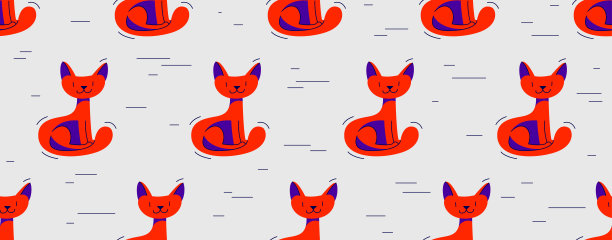 搞笑卡通猫无缝矢量纺织背景图案，儿童壁纸或床上用品，幼稚的插图形象。图片下载