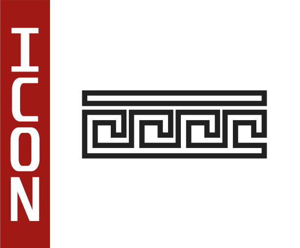 黑线古希腊图案图标孤立上图片下载